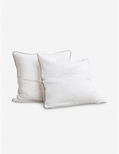 European Flax Piped Linen Euro Pillowcases (set of 2) by Cultiver plus qu'un jeu 